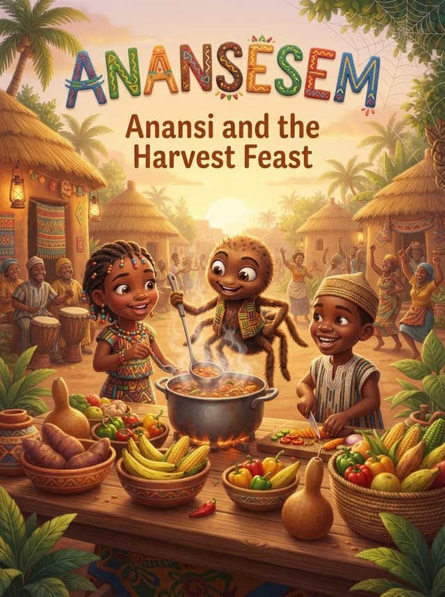 Cover illustration for Anansi and the Harvest Feast