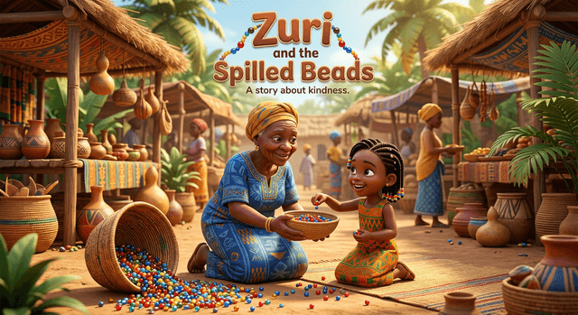 Cover illustration for Zuri and the Spilled Beads