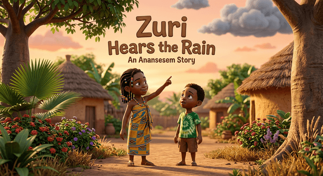 Cover illustration for Zuri Hears the Rain
