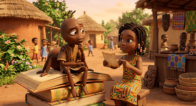 Cover illustration for Anansi and the Lost Story Ending