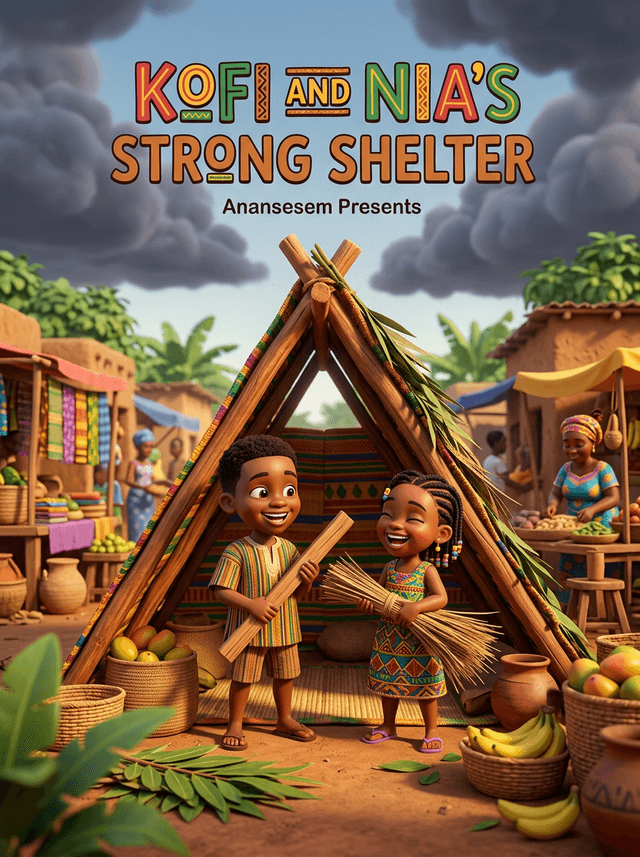 Cover illustration for Kofi and Nia's Strong Shelter