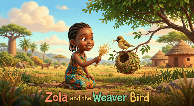 Cover illustration for Zola and the Weaver Bird