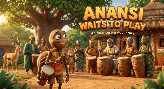 Cover illustration for Anansi Waits to Play