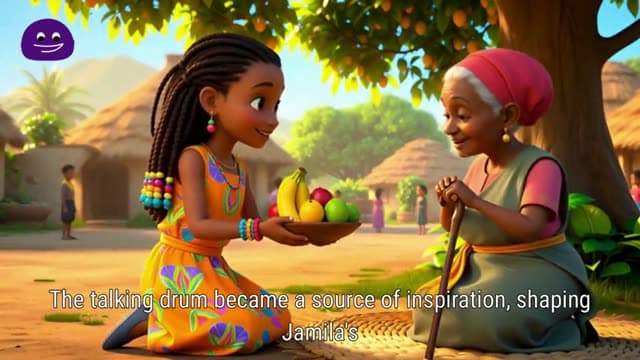 Cover illustration for Jamila And the Talking Drum